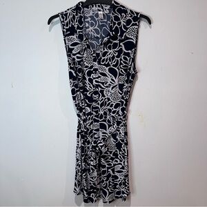 Tacera Navy and White Floral Mini Dress